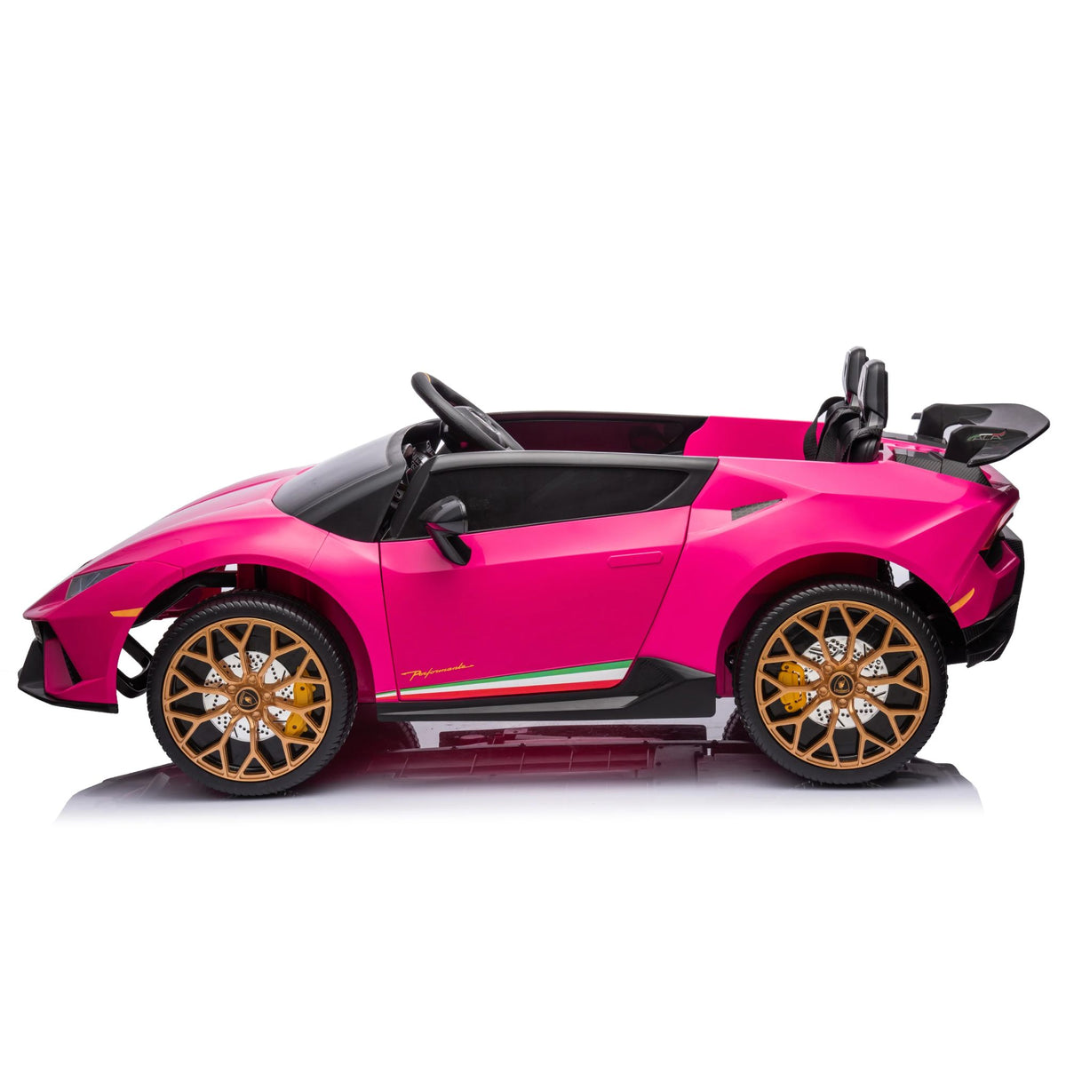Licensed Lamborghini Huracan S311 24V 4x4 Two Seater Ride on Car Leather Seat Rubber Wheel Pink