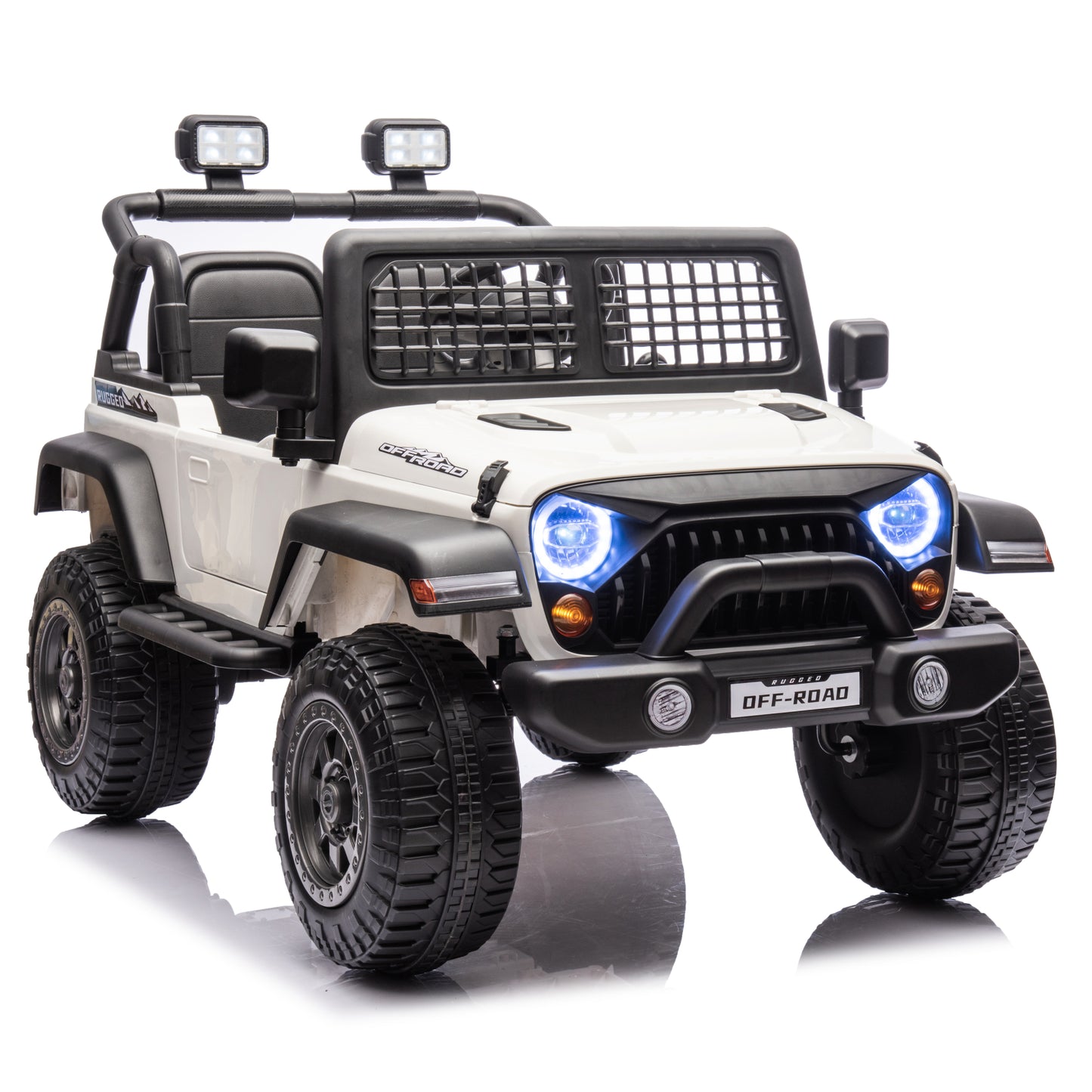 Jeep Truck NEL-618 12V Electric Kids Ride On Car Leather Seat Rubber Wheel White