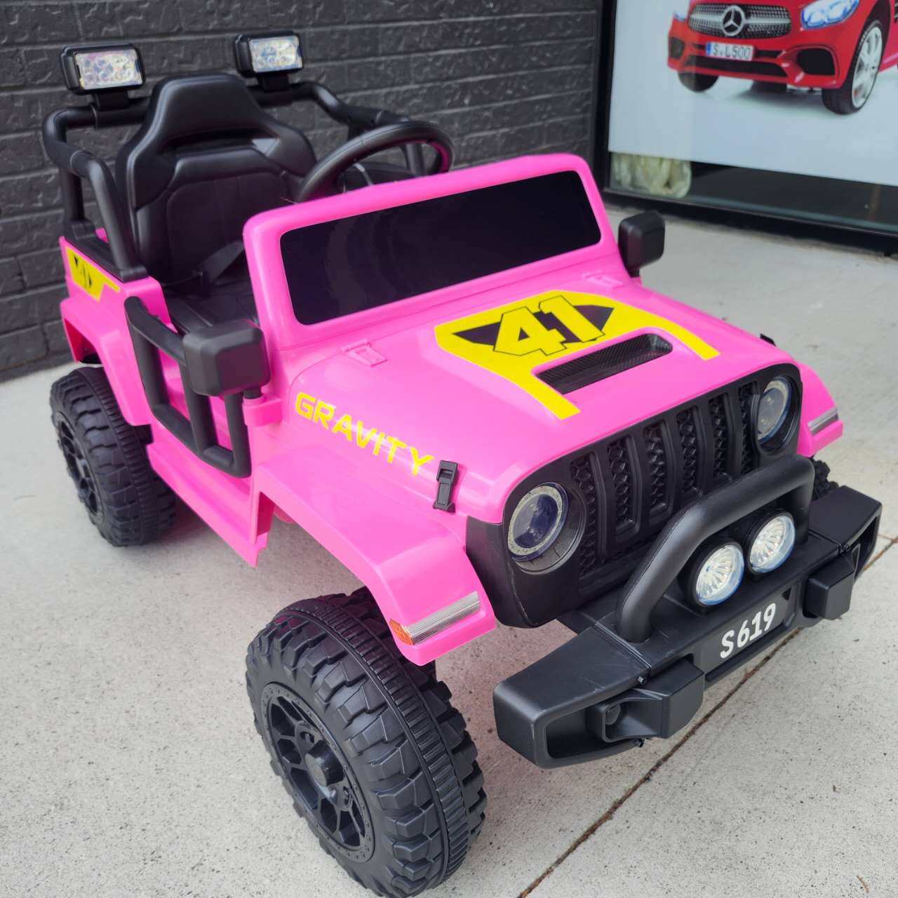 2025 S619 12V Electric Kids Ride On Jeep Wrangler Truck Pink