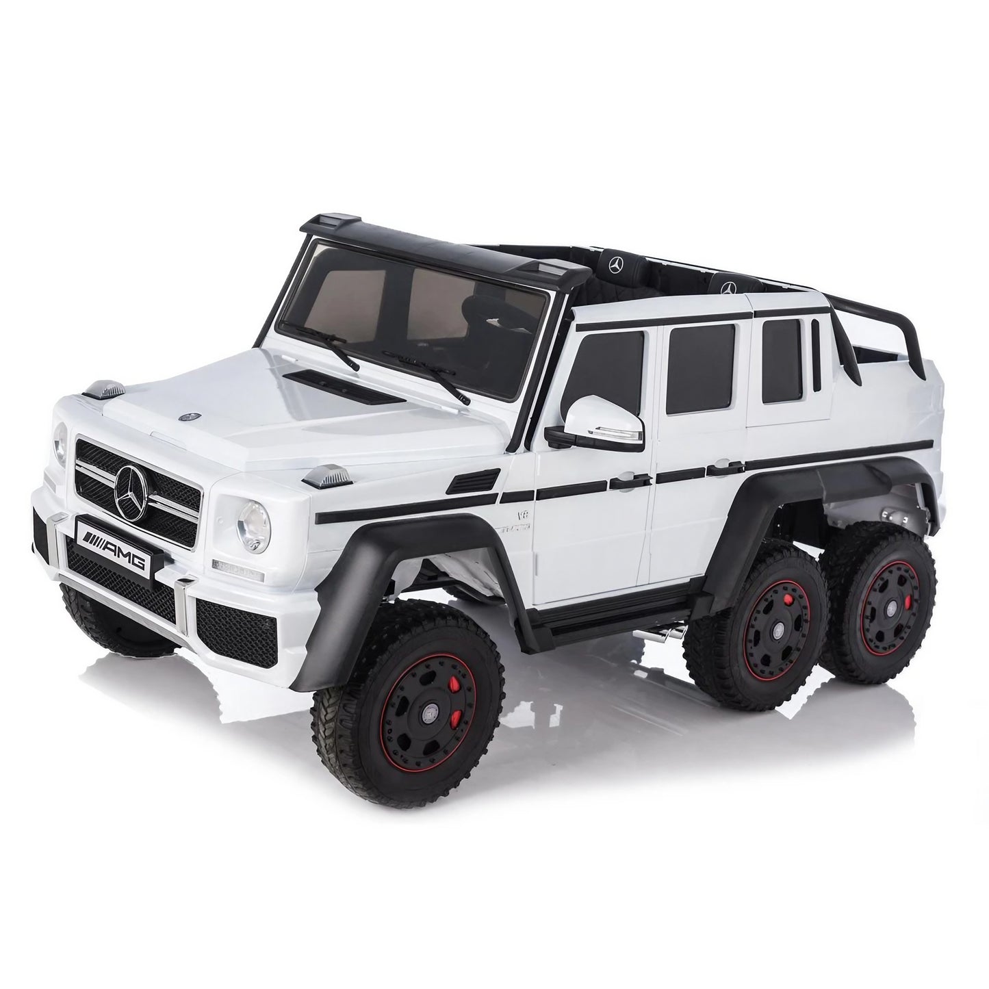 Licensed Mercedes Benz AMG G63 6 Wheel 24V DELUXE Two Seater Kids Ride On Car Leather Seater Rubber Wheel