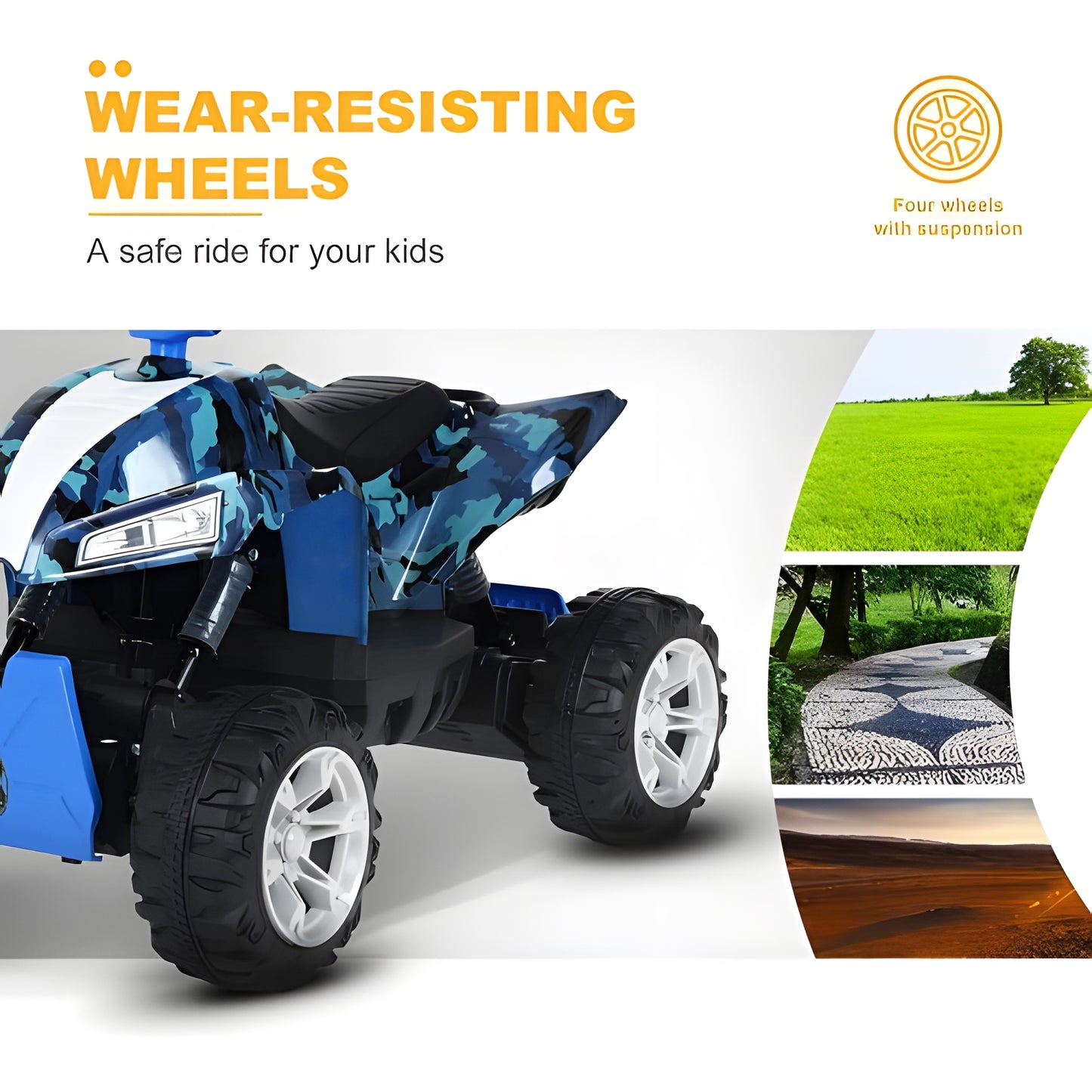 2025 Uenjoy S2888 24V Off-Road 4×4 Kids Ride On ATV Blue