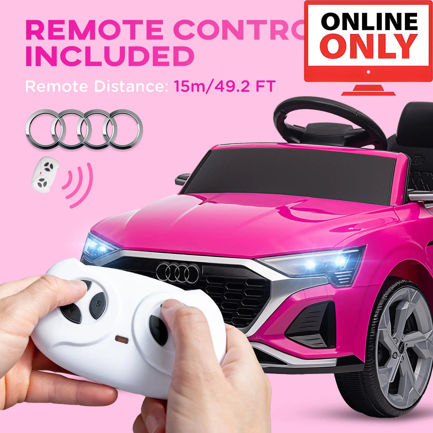 12V ZB363V80 Licensed Audi Q8 Etron Sportback Ride on Car Age 1-4 (Online Order Only)