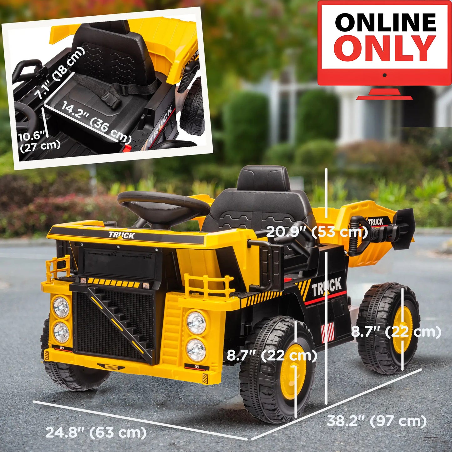 12V ZB350V80 Kids Ride On Dump Truck Construction Vehicle Age 1-4 (Online Order Only)