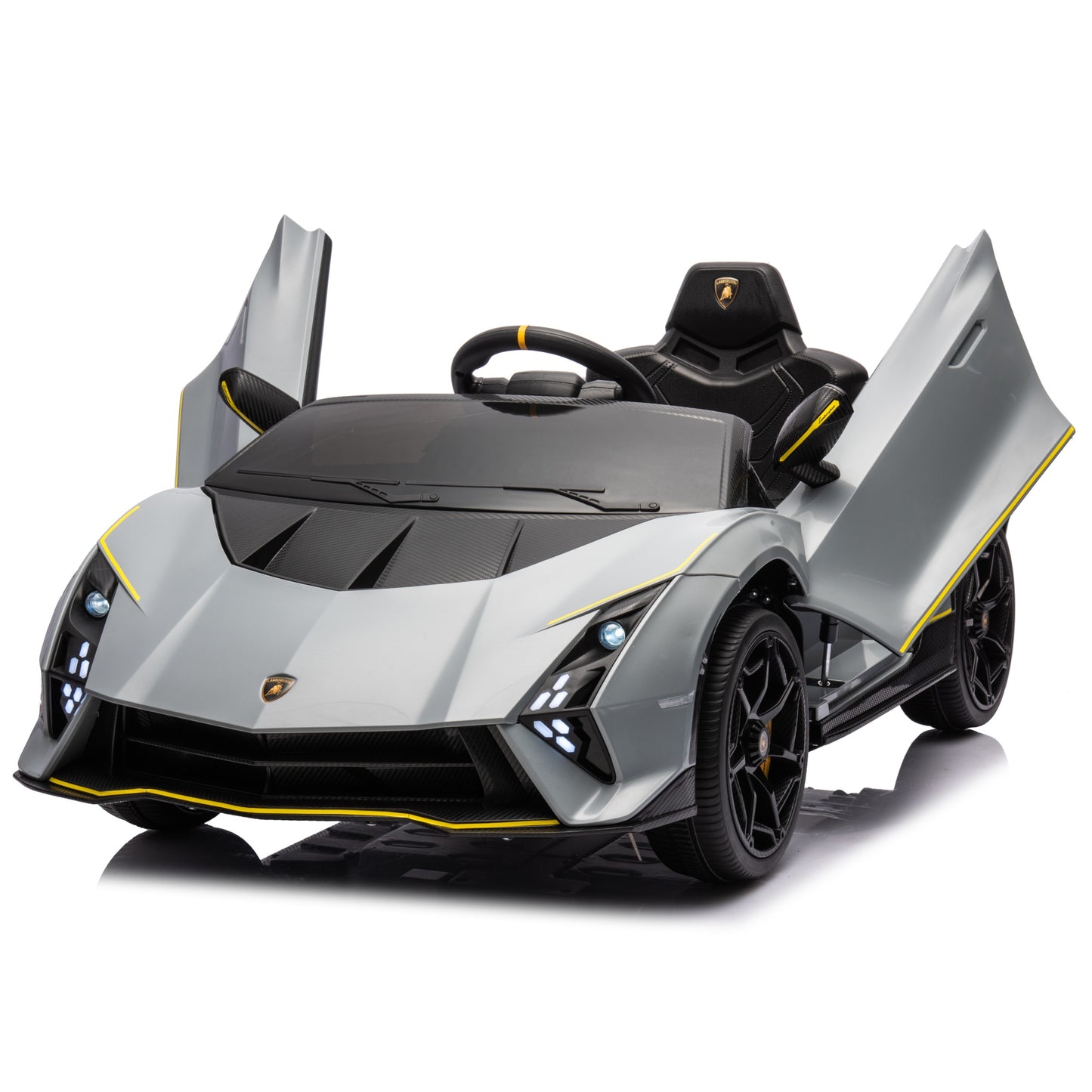 Licensed Lamborghini Autentica S319 12v Electric Kids Ride on Car Leather Seat Rubber Wheel Grey