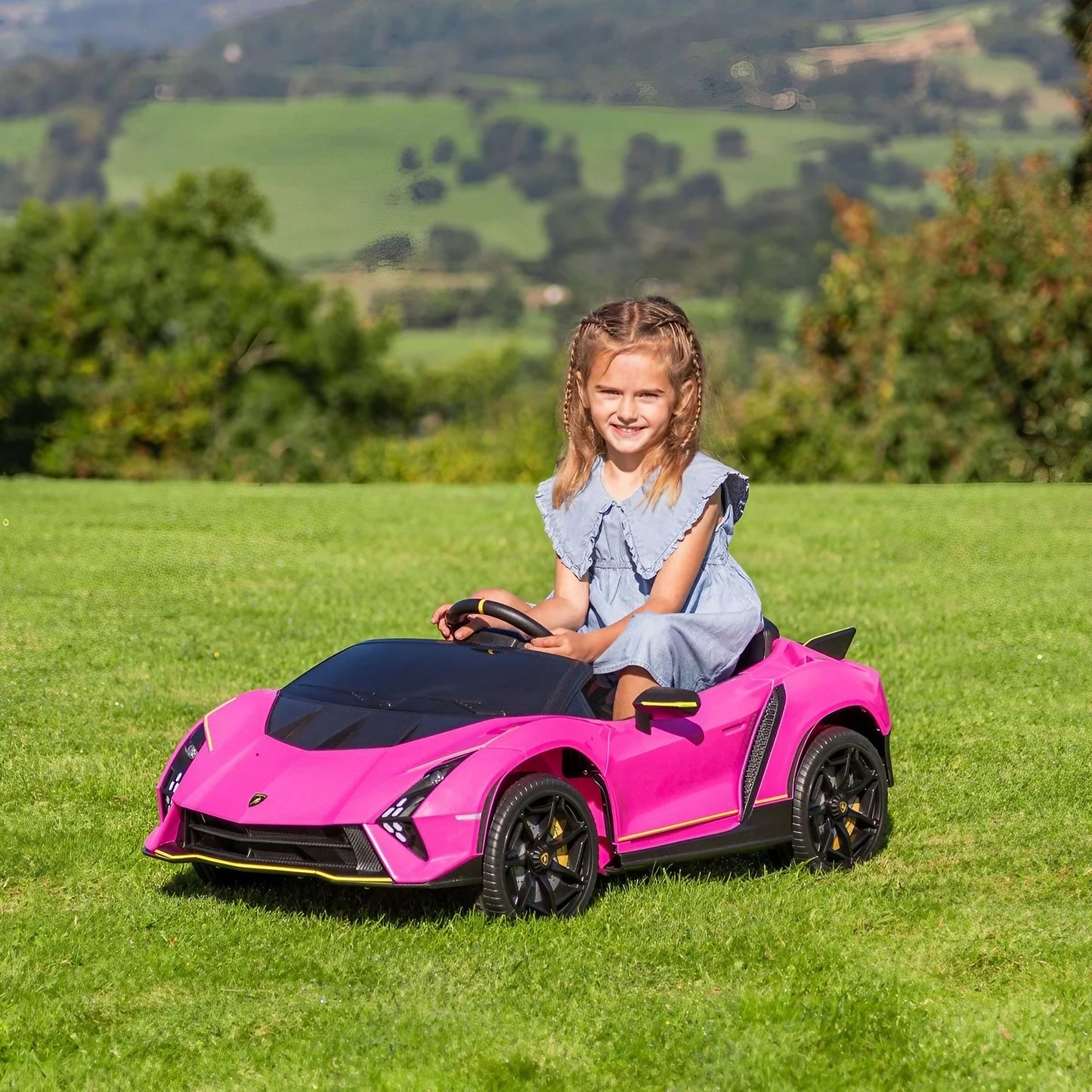Licensed Lamborghini Autentica S319 12v Electric Kids Ride on Car Leather Seat Rubber Wheel Pink