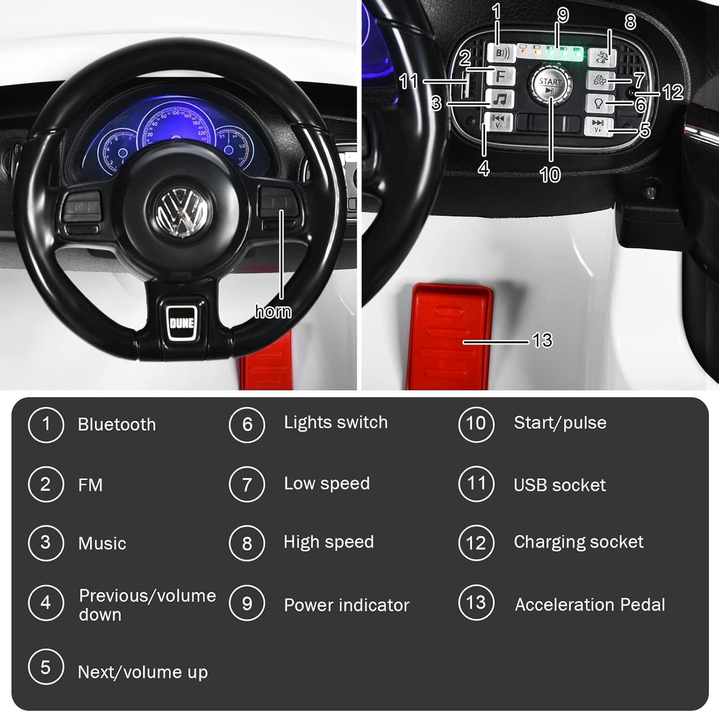 Licensed Volkswagen Beetle S503 12V Kids Ride On Car White