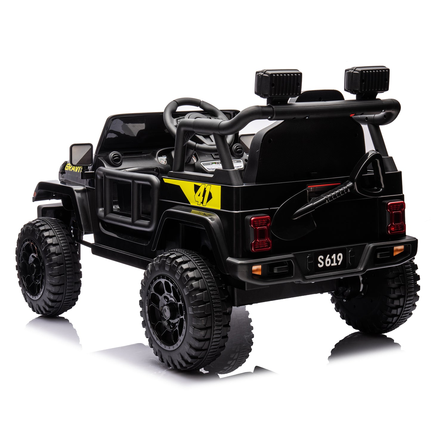 Jeep Wrangler Style S619 12V Electric Kids Ride On Truck Black