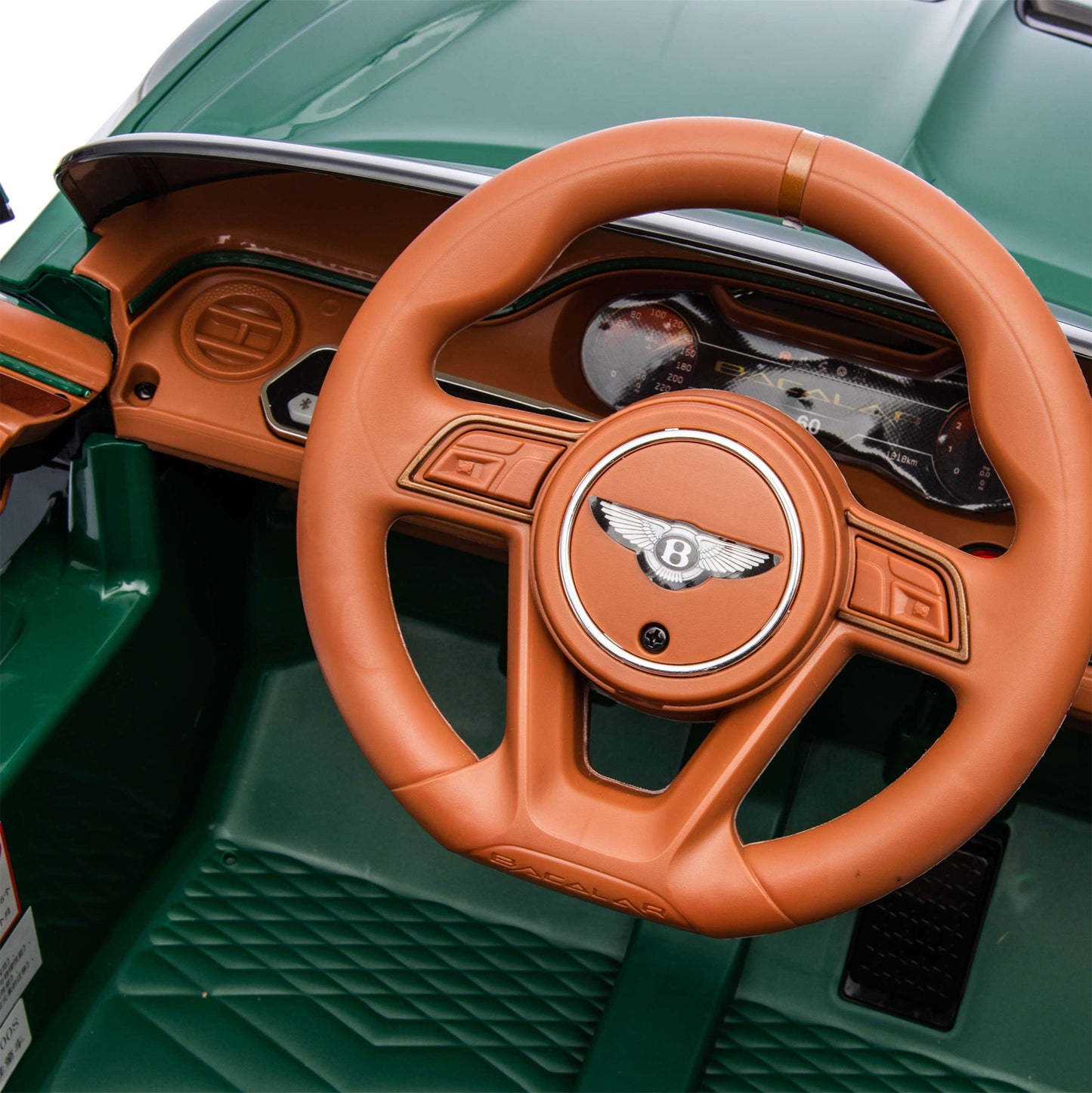 Licensed Bentley Bacalar ZB-1008 12V Kids Ride On Car Leather Seater Rubber Wheel Green
