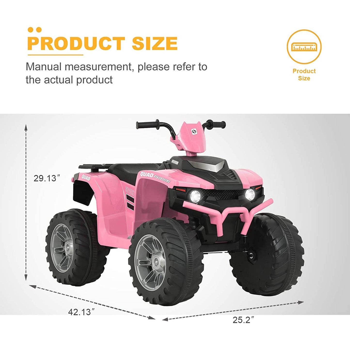 2024 Uenjoy 12V Off-Road Kids Ride On Car 4 Wheeler ATV Pink