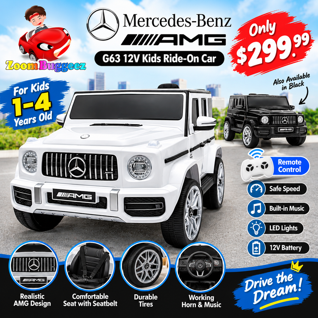 Mercedes-Benz AMG G63 12V Kids Ride-On Car – Big Style for Little Drivers