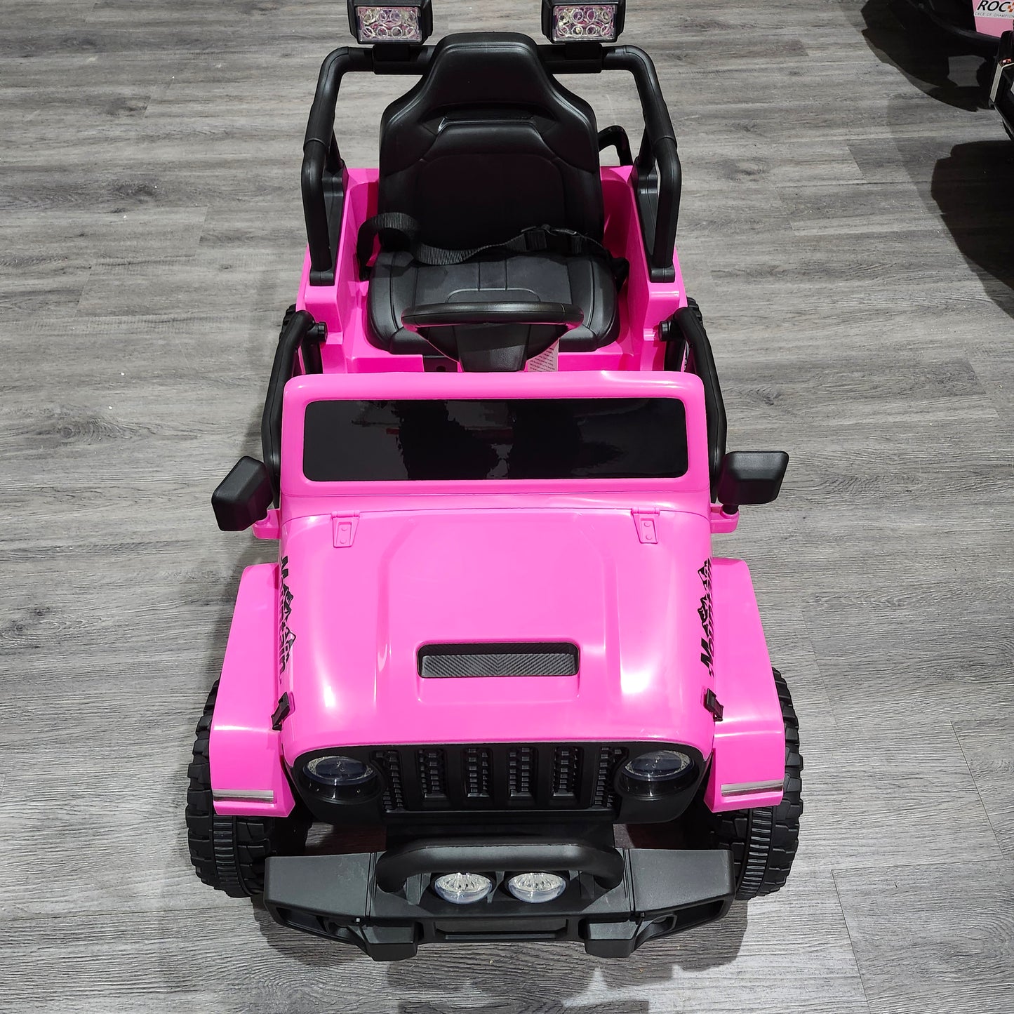 2025 S619 12V Electric Kids Ride On Jeep Wrangler Truck Pink