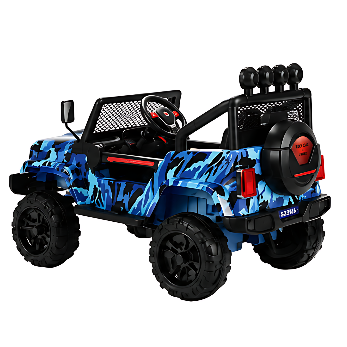 Jeep Wrangler Truck S2388 12V Electric Kids Ride On Car CamoFlage Blue