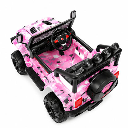 Jeep Wrangler Truck S2388 12V Electric Kids Ride On Car CamoFlage Pink