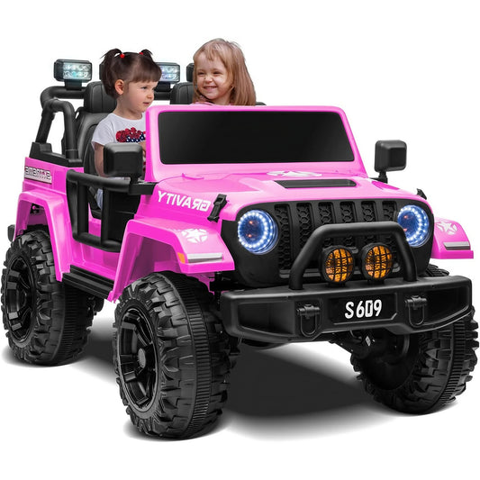 2025 S609 24V Two Seater Electric Kids Ride On Off Road Monster Jeep Truck Pink
