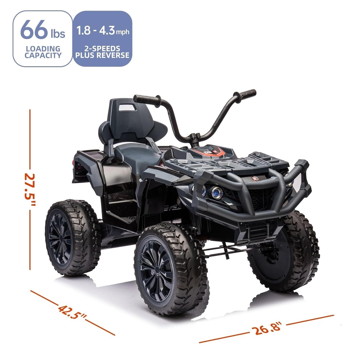 ATV UU01 24V Off-Road Kids Ride On ATV Black