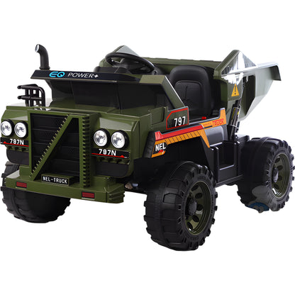 2025 Camoflage Dump Truck A797 12V Two Seater 4×4 Off-Road Ride On Car