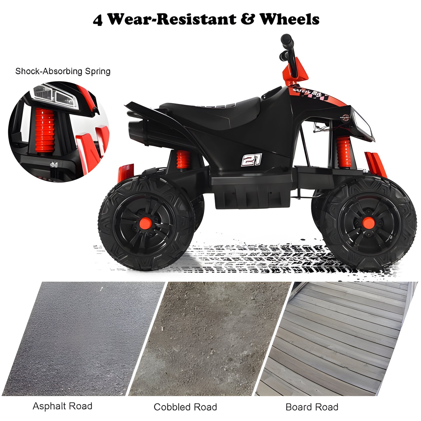 2025 S2888 24V Off-Road 4×4 Kids Ride On ATV Black