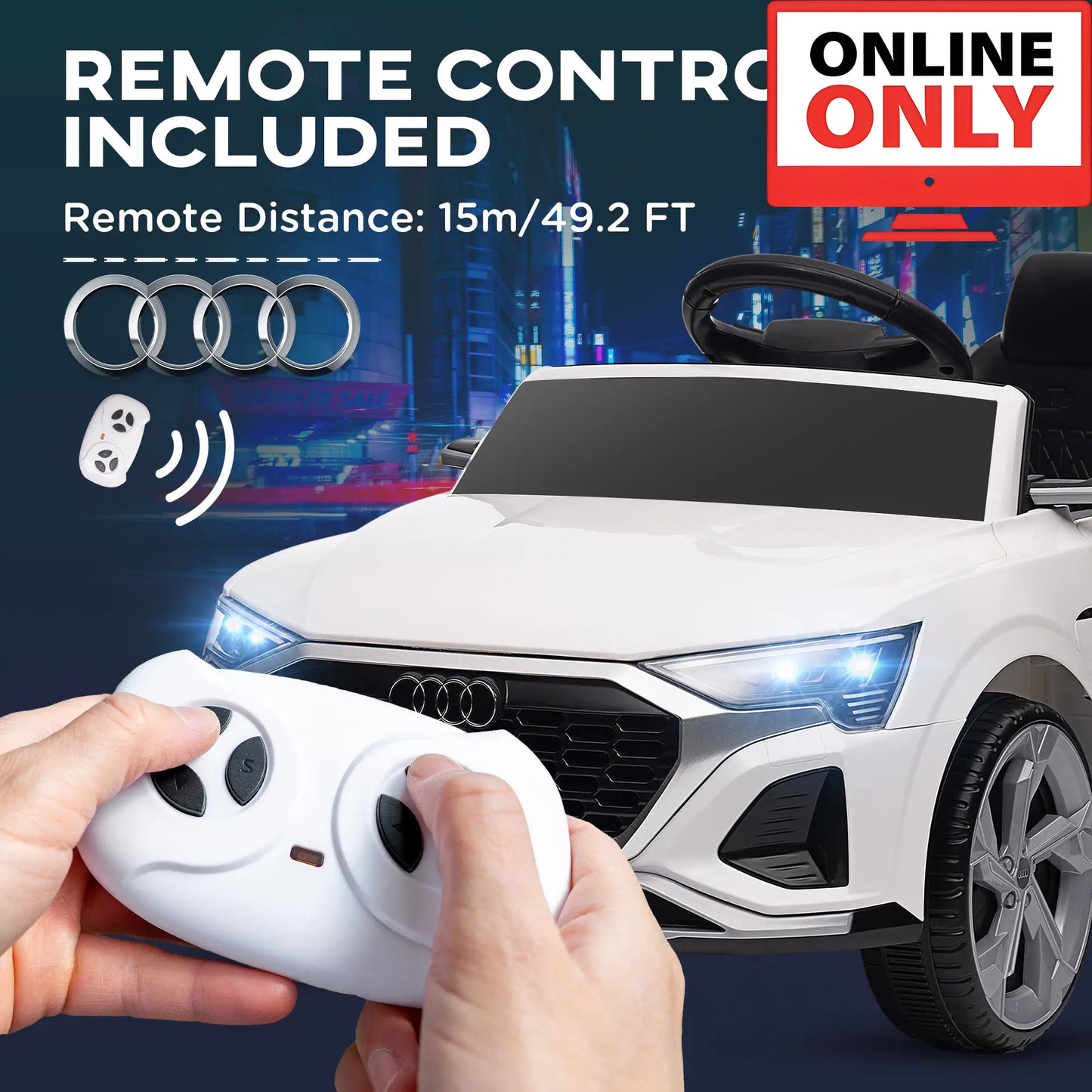 12V ZB363V80 Licensed Audi Q8 Etron Sportback Ride on Car Age 1-4 (Online Order Only)