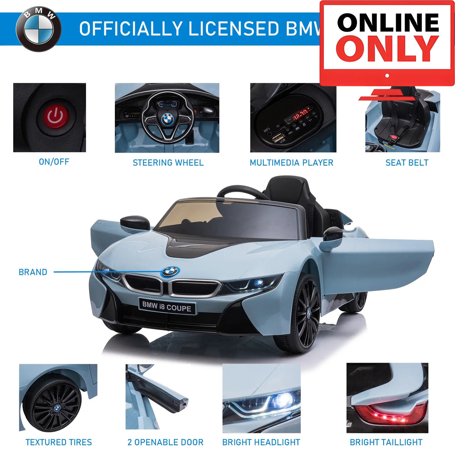 6V ZB118V80 BMW I8 Coupe Kids Electric Ride On Car Age 1-4 (Online Order Only)