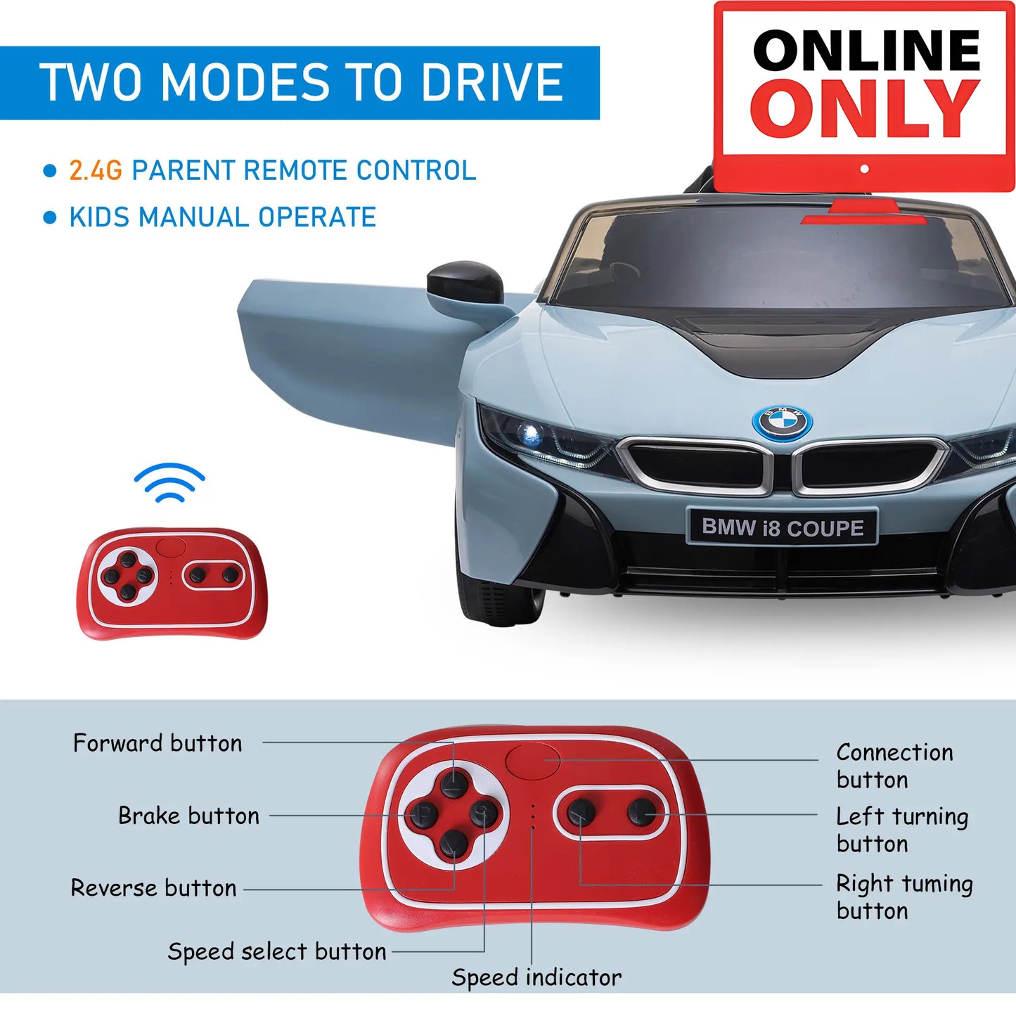 6V ZB118V80 BMW I8 Coupe Kids Electric Ride On Car Age 1-4 (Online Order Only)
