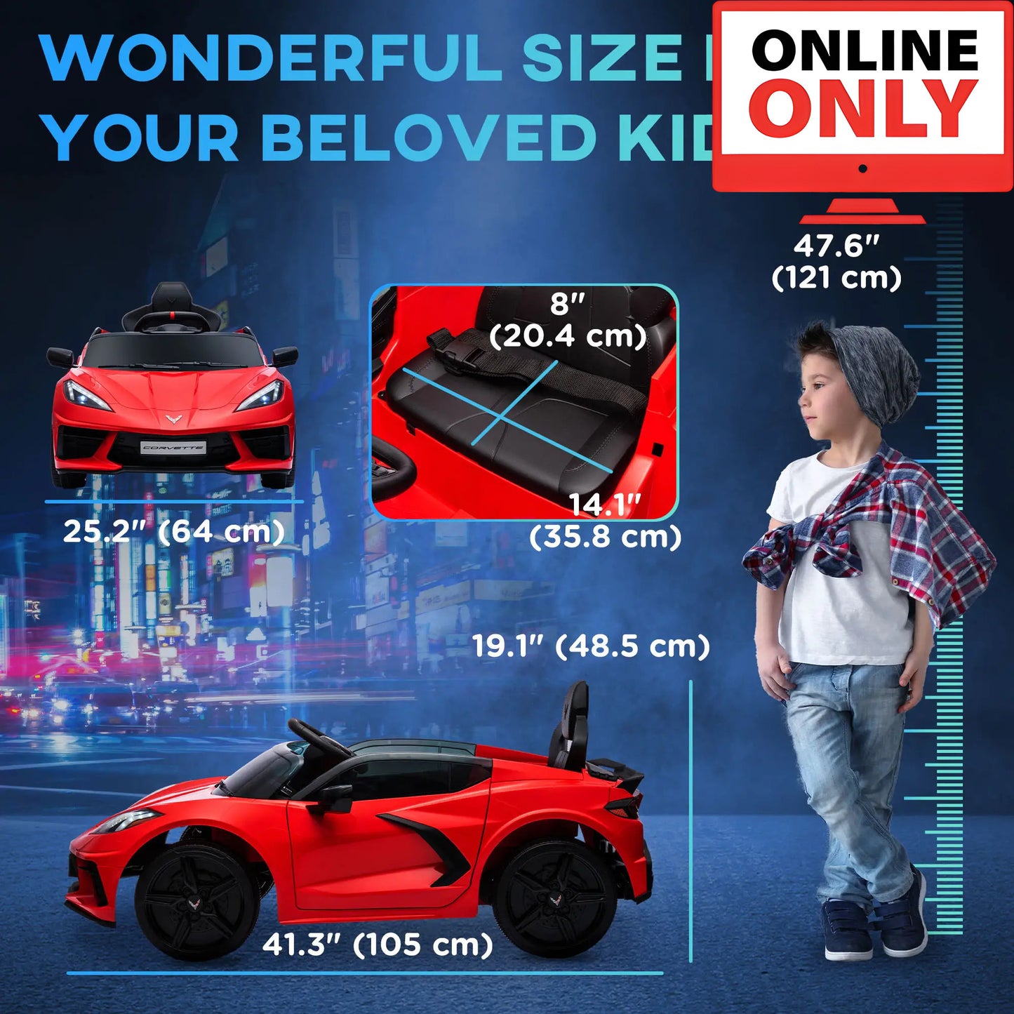 12V ZB315V80 Licensed Chevrolet Corvette Ride on Car Age 1-4 (Online Order Only)