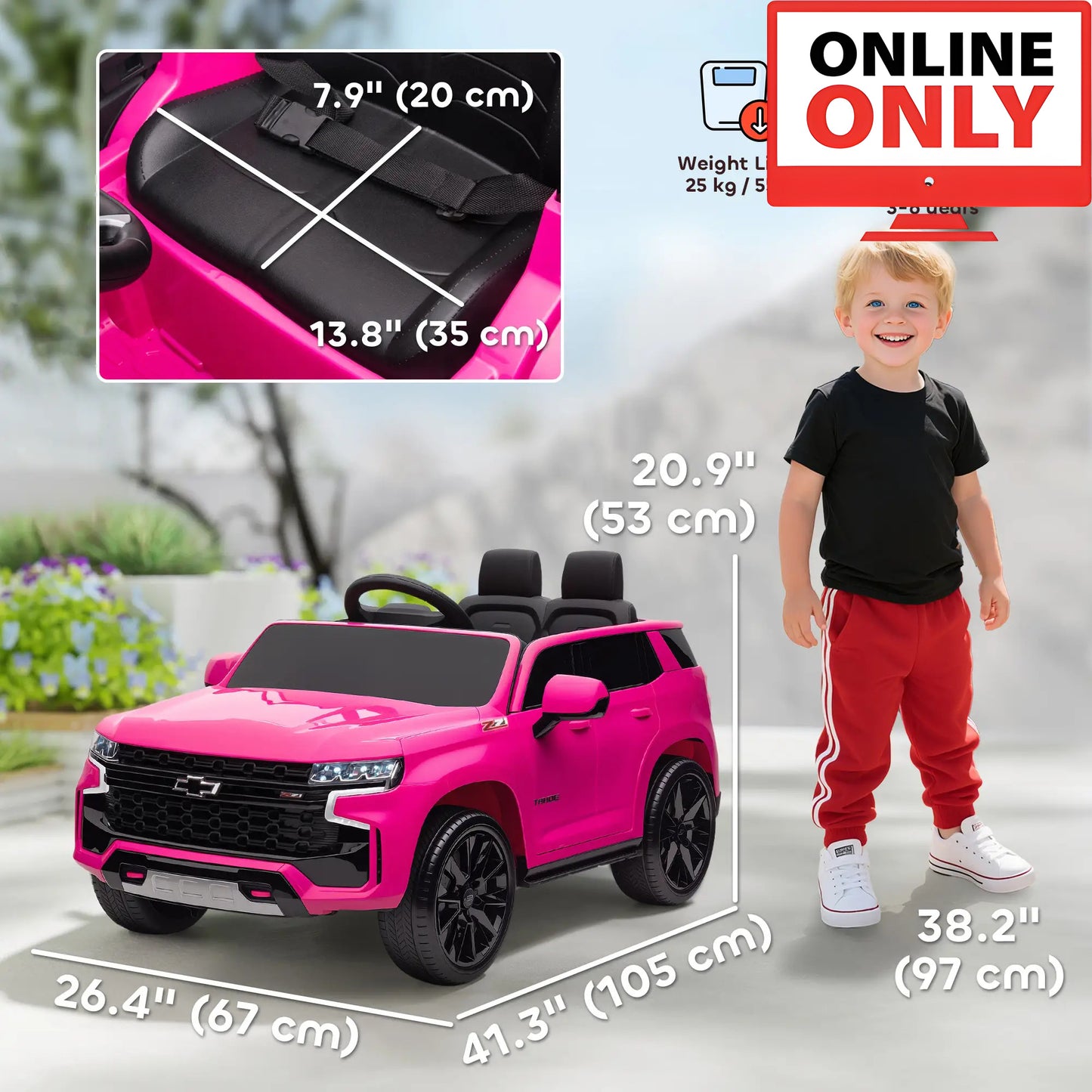 12V ZB237V80 Licensed Chevrolet Tahoe Ride on Car Age 1-4 (Online Order Only)
