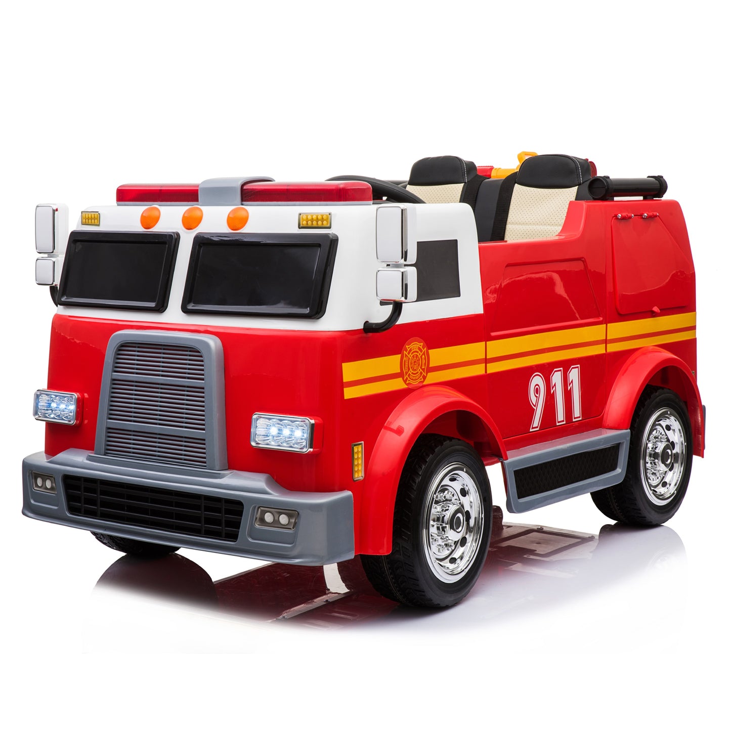 Fire Truck ZB911 24V Two Seater Ride on Car Leather Seat Rubber Wheel