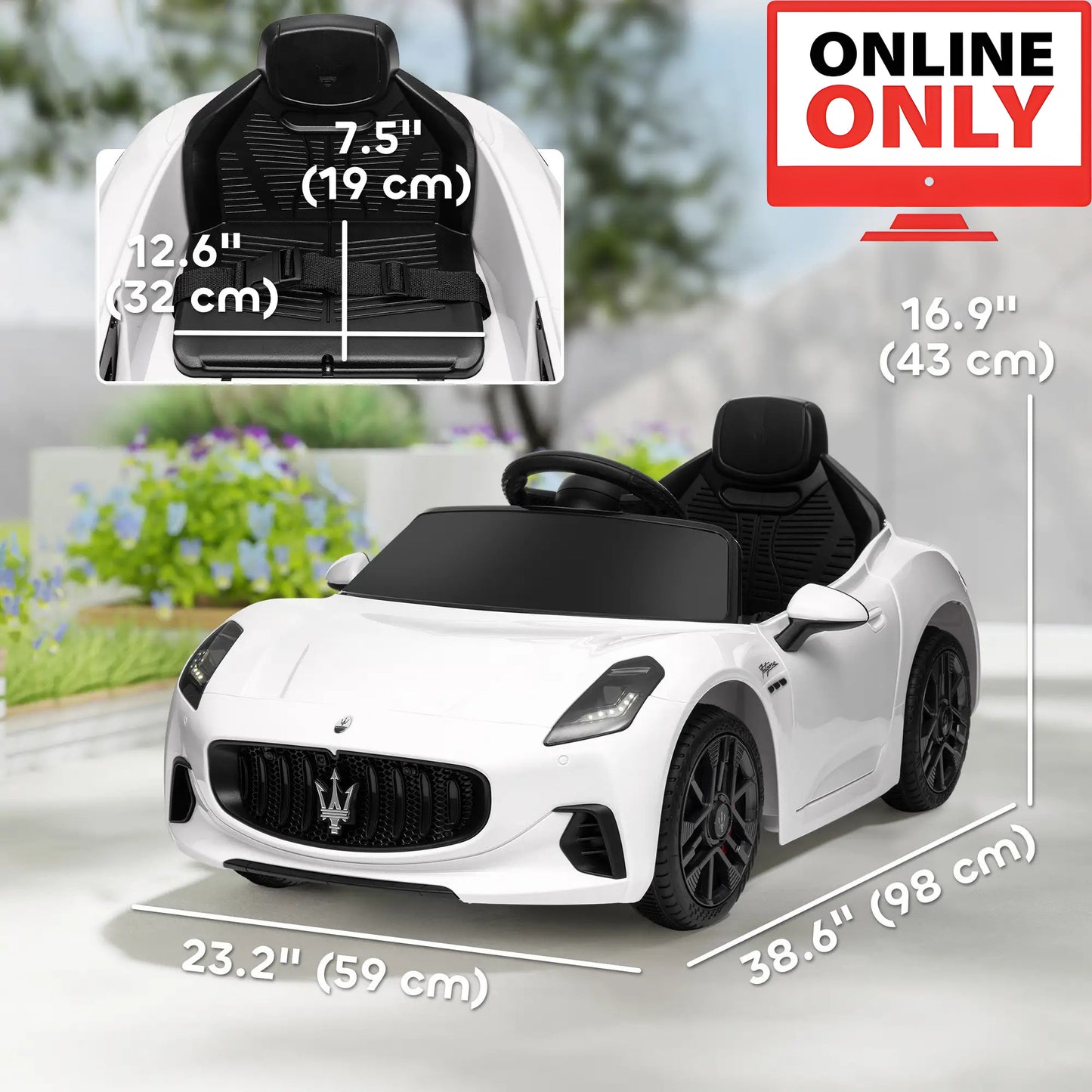 12V ZB345V80 Licensed Maserati Gran Turismo Ride on Car Age 1-4 (Online Order Only)