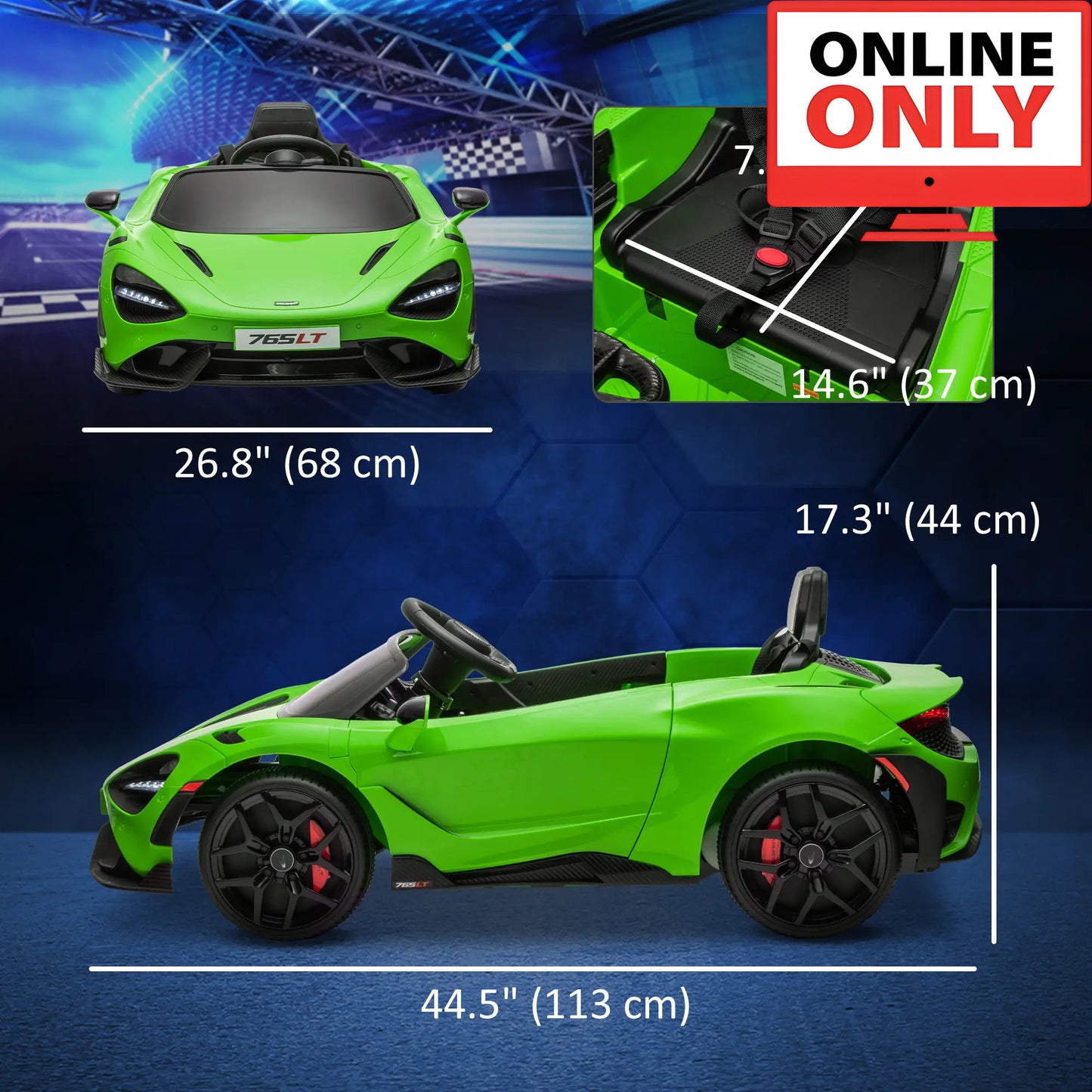 12V ZB346V80 Licensed McLaren 765LT Ride on Car Age 1-4 (Online Order Only)