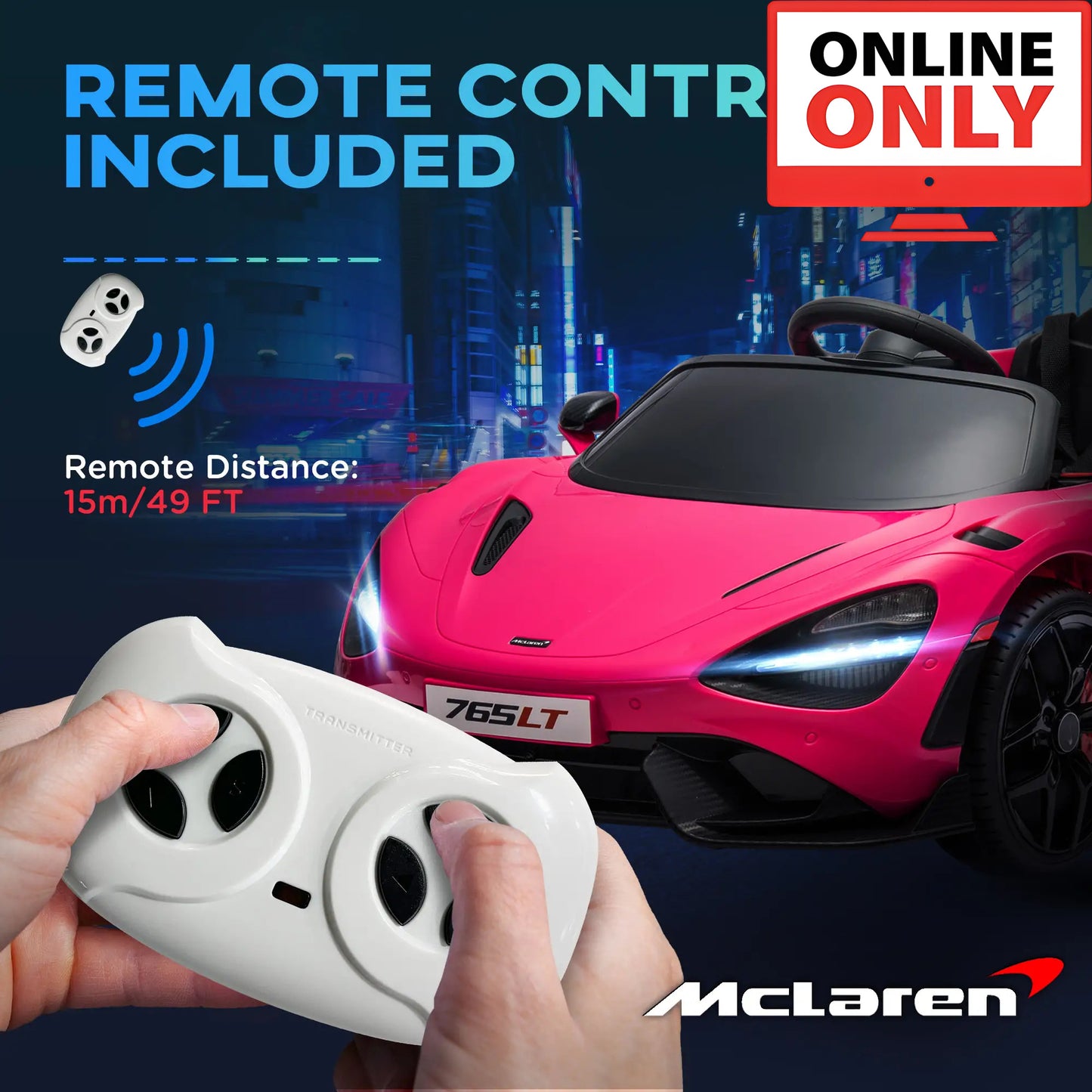 12V ZB346V80 Licensed McLaren 765LT Ride on Car Age 1-4 (Online Order Only)