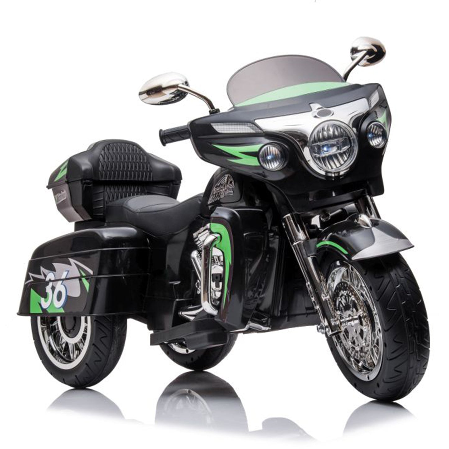 2024 NEL R1800 12V 3 Wheel Electric Kids Ride On Motorcycle Black