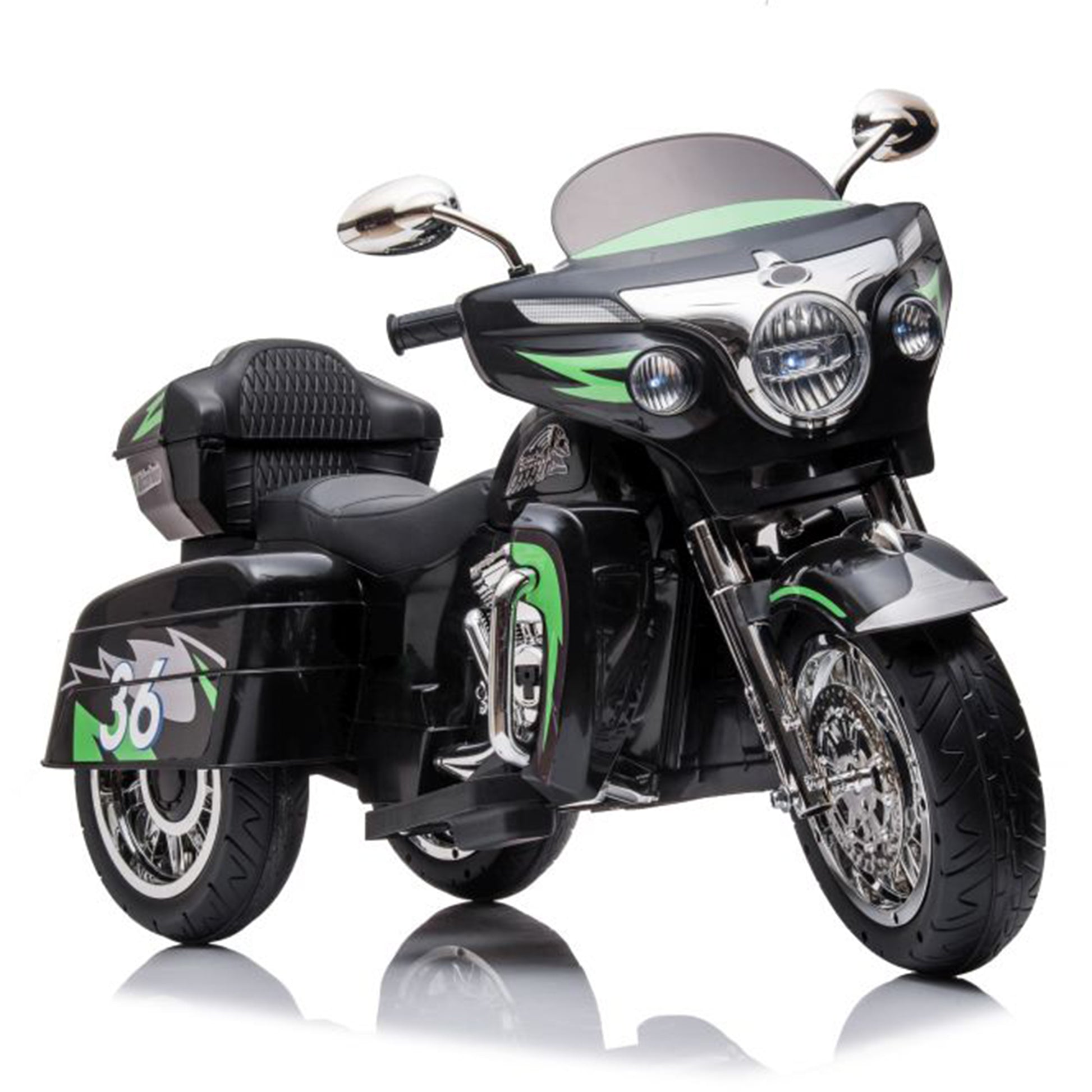 2024 NEL R1800 12V 3 Wheel Electric Kids Ride On Motorcycle Black