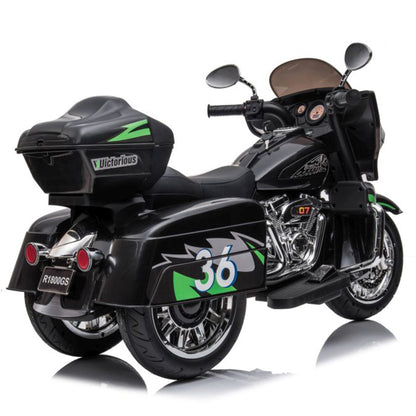 2024 NEL R1800 12V 3 Wheel Electric Kids Ride On Motorcycle Black