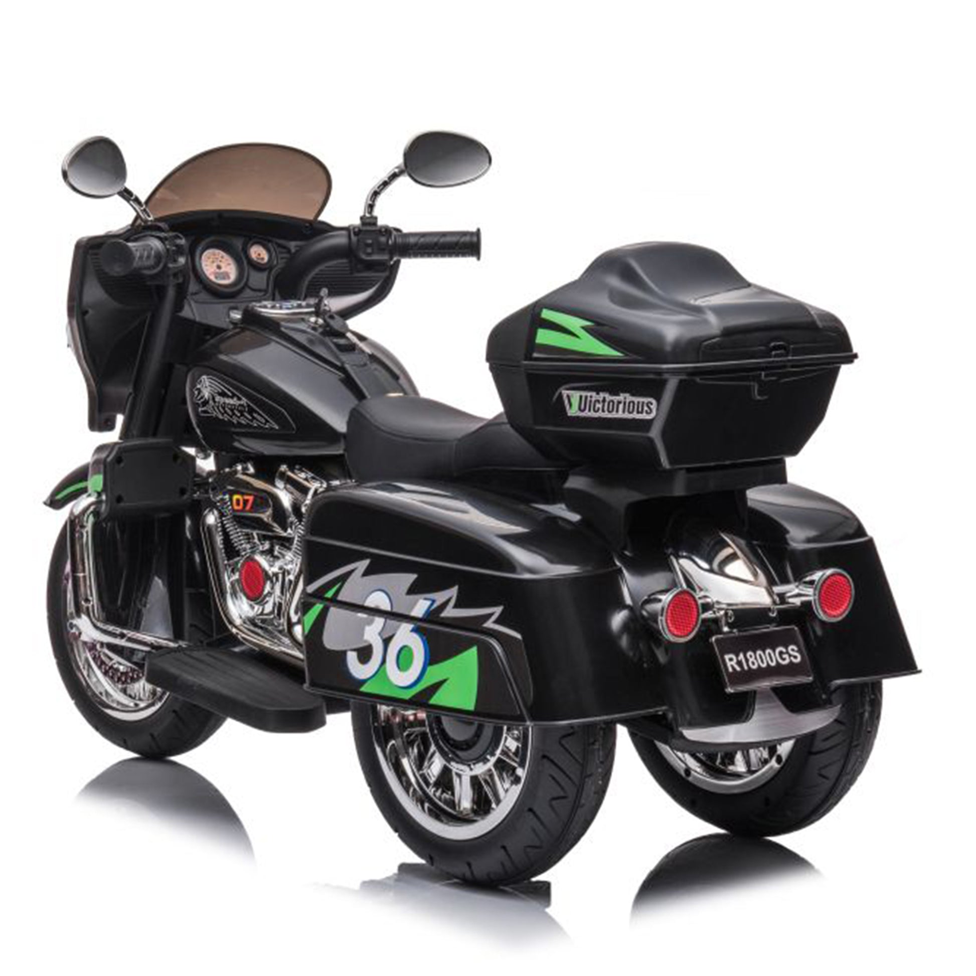 2024 NEL R1800 12V 3 Wheel Electric Kids Ride On Motorcycle Black