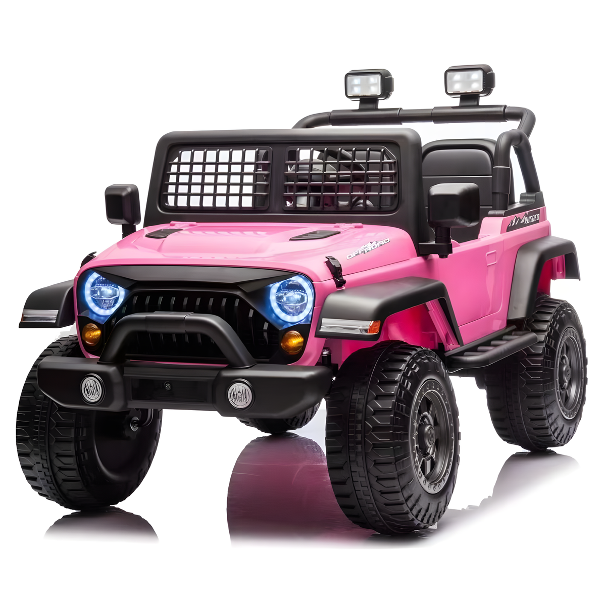 Jeep Truck NEL-618 12V Electric Kids Ride On Car Leather Seat Rubber Wheel Pink