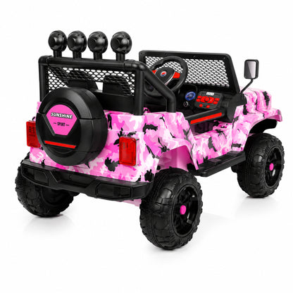 Jeep Wrangler Truck S2388 12V Electric Kids Ride On Car CamoFlage Pink