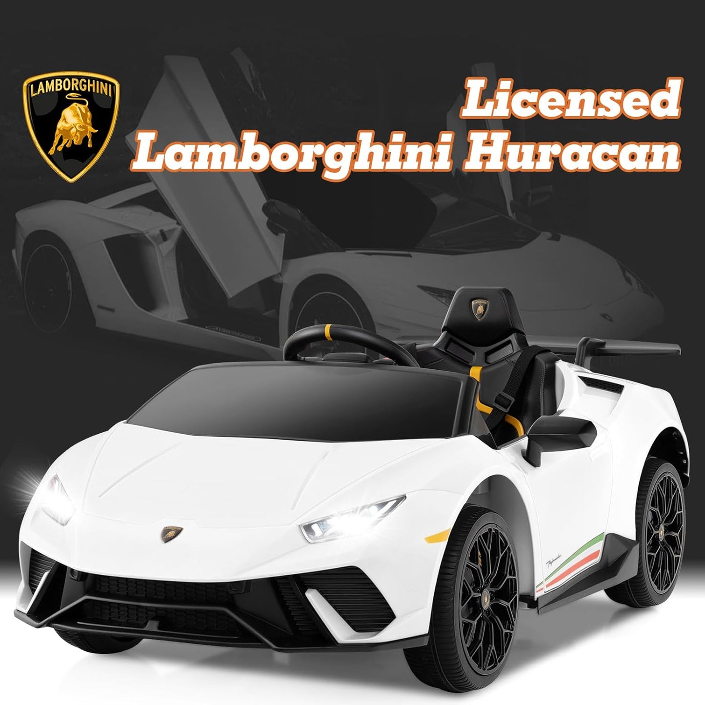 Licensed Lamborghini Huracan S308 12v Electric Kids Ride on Car White