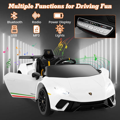 Licensed Lamborghini Huracan S308 12v Electric Kids Ride on Car White