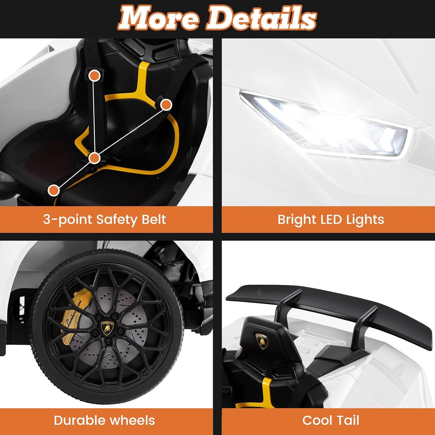 Licensed Lamborghini Huracan S308 12v Electric Kids Ride on Car White