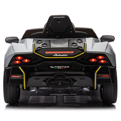 Licensed Lamborghini Autentica S319 12v Electric Kids Ride on Car Leather Seat Rubber Wheel Grey