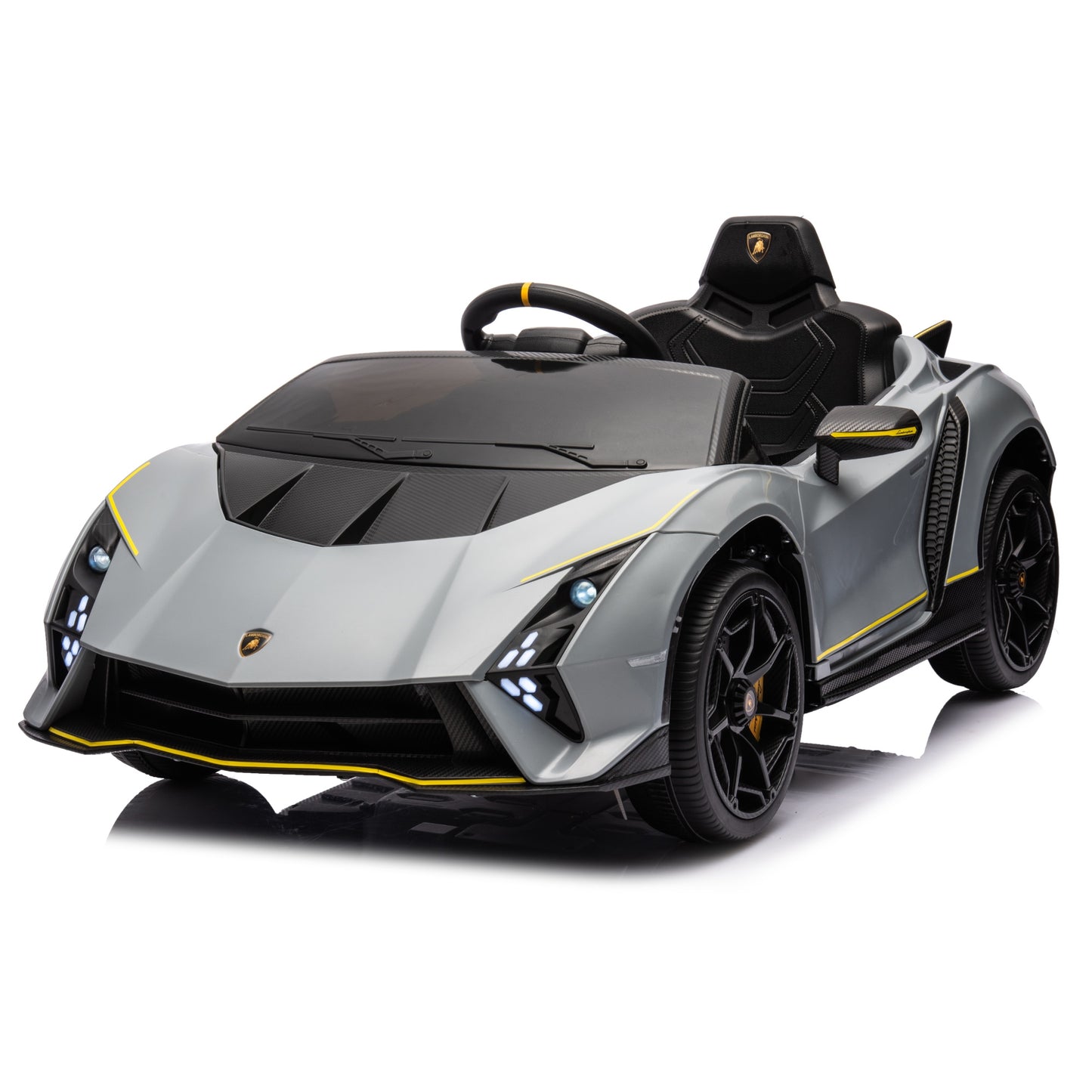 Licensed Lamborghini Autentica S319 12v Electric Kids Ride on Car Leather Seat Rubber Wheel Grey