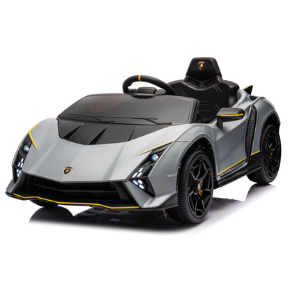 Licensed Lamborghini Autentica S319 12v Electric Kids Ride on Car Leather Seat Rubber Wheel Grey