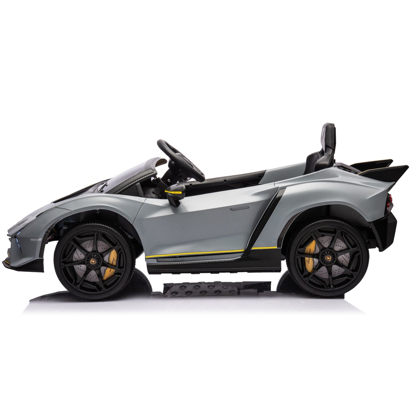 Licensed Lamborghini Autentica S319 12v Electric Kids Ride on Car Leather Seat Rubber Wheel Grey