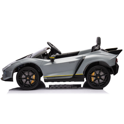 Licensed Lamborghini Autentica S319 12v Electric Kids Ride on Car Leather Seat Rubber Wheel Grey
