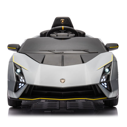Licensed Lamborghini Autentica S319 12v Electric Kids Ride on Car Leather Seat Rubber Wheel Grey