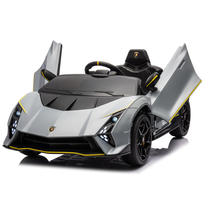 Licensed Lamborghini Autentica S319 12v Electric Kids Ride on Car Leather Seat Rubber Wheel Grey
