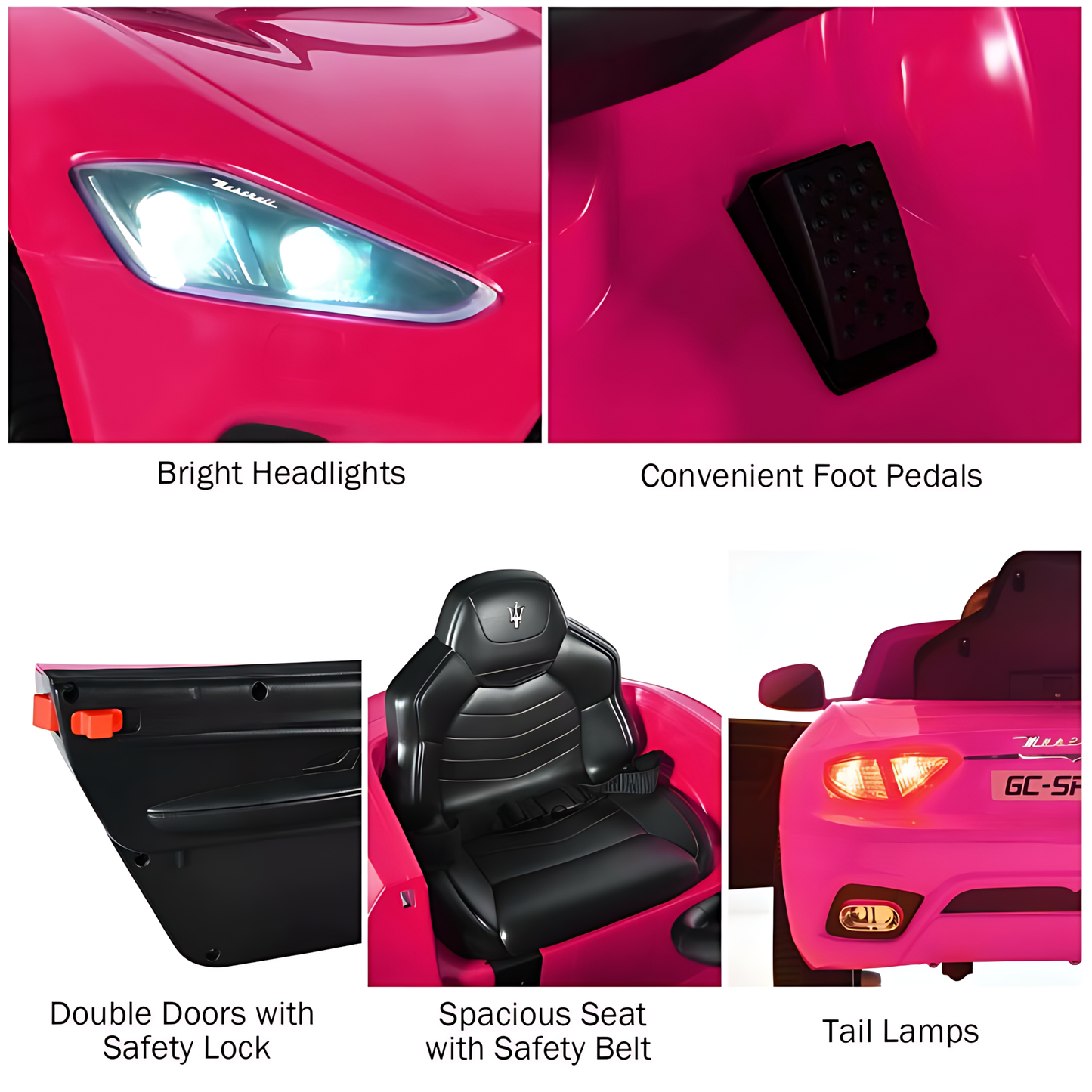 Licensed Maserati GranCabrio S503 12V Electric Kids Ride On Car Pink