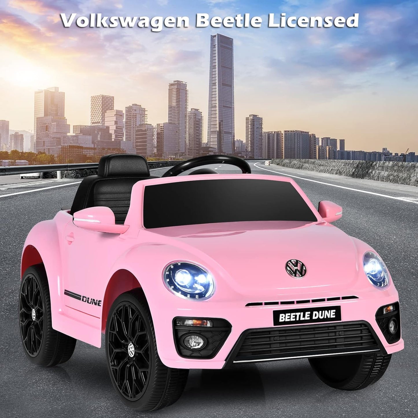 Licensed Volkswagen Beetle S503 12V Kids Ride On Car Pink