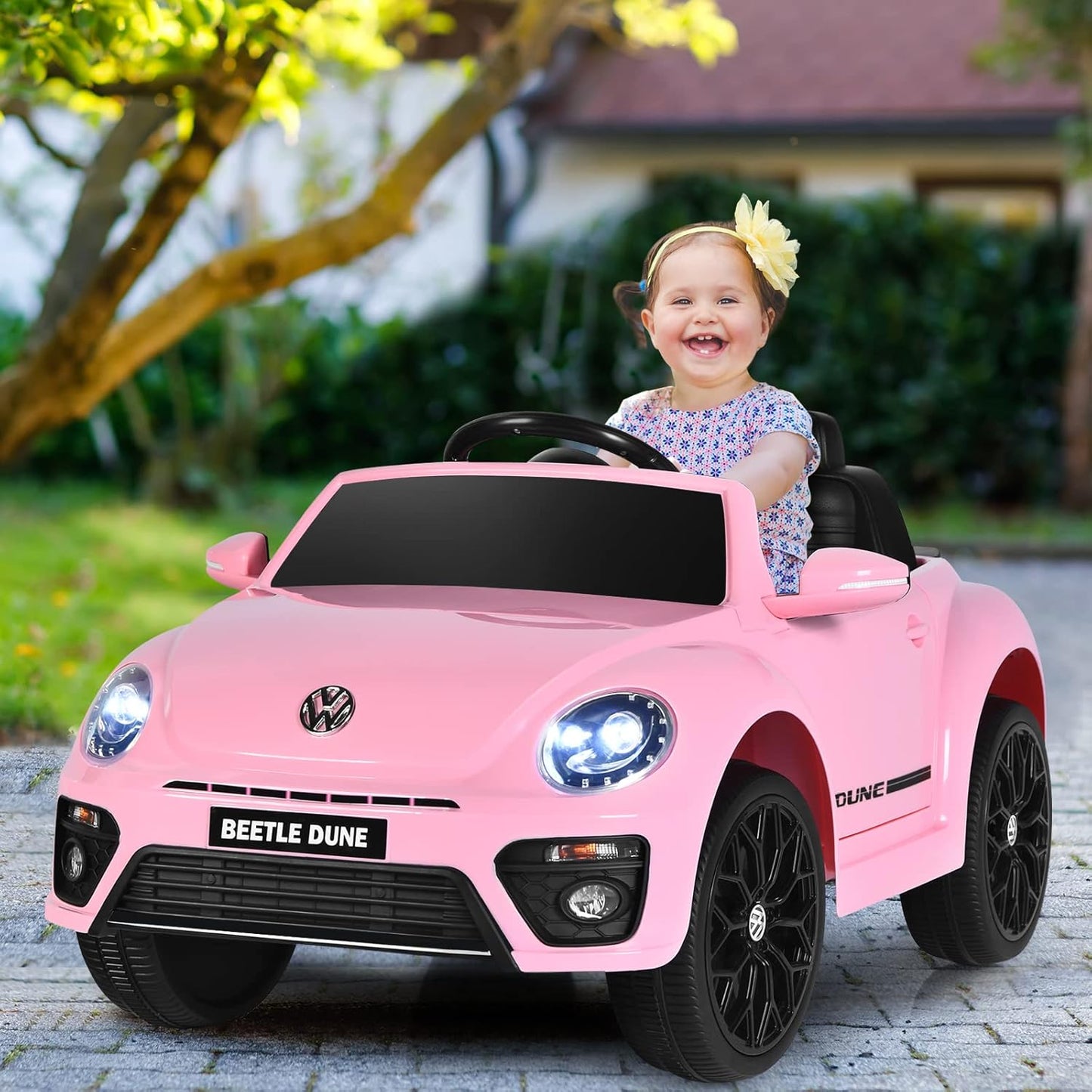 Licensed Volkswagen Beetle S503 12V Kids Ride On Car Pink