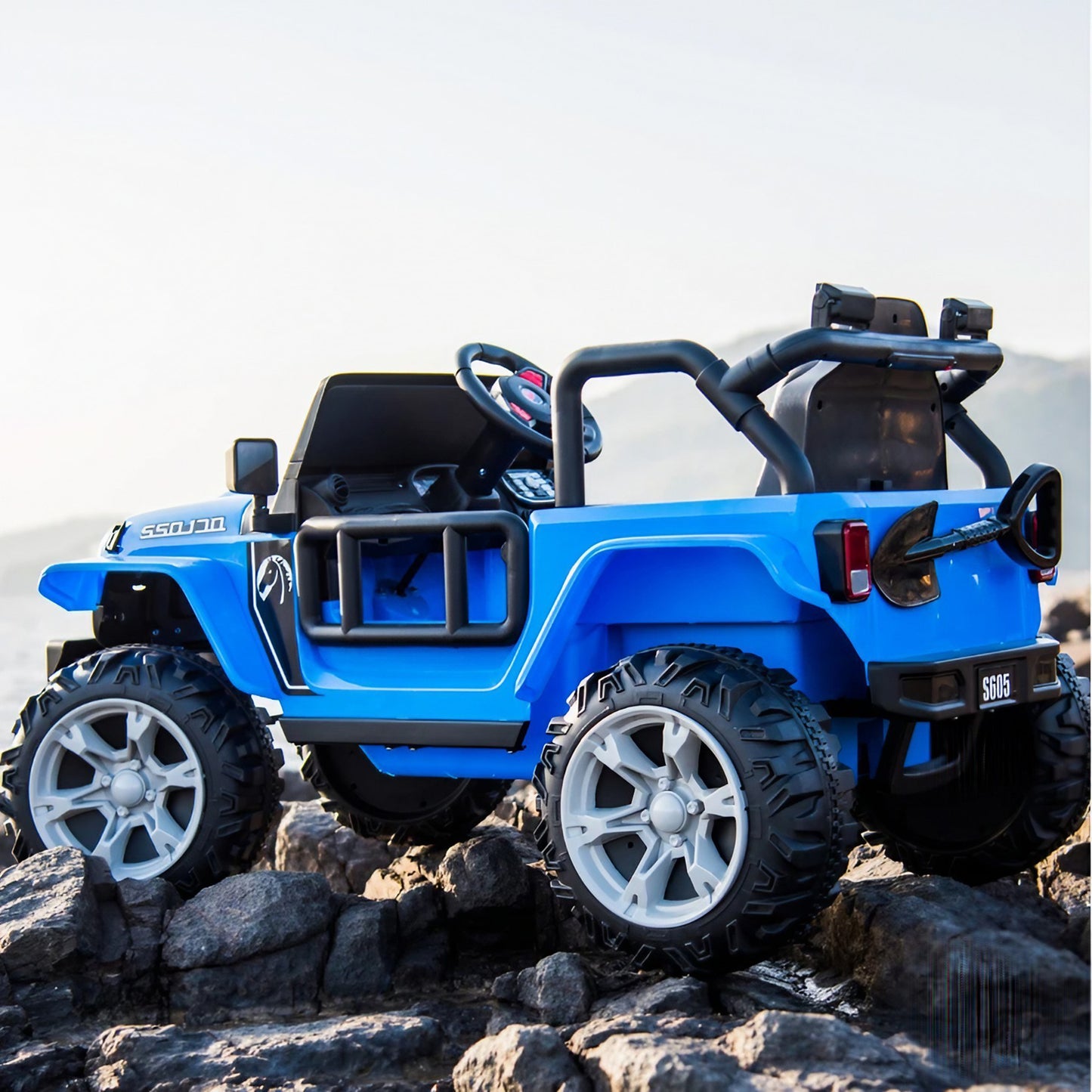 2025 S605 12V Electric Kids Ride On Jeep Wrangler Truck Blue